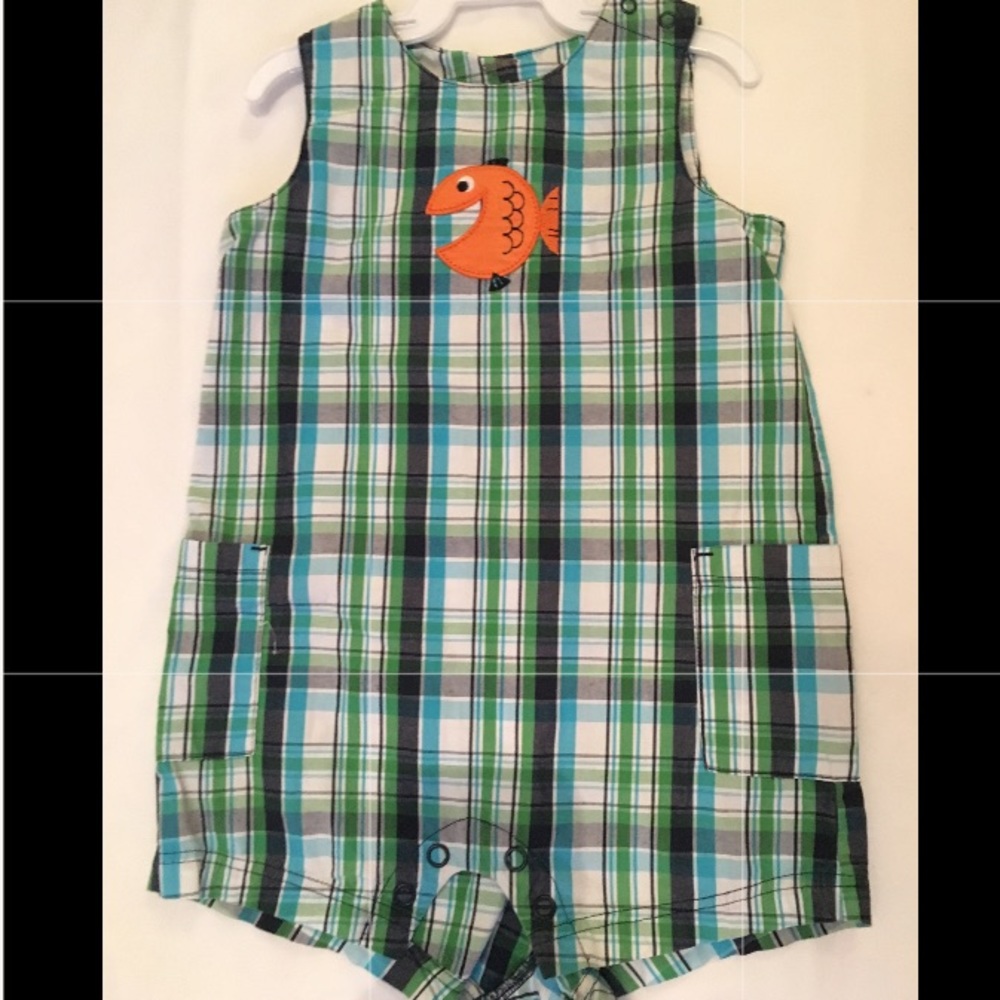 Plaid Fish Bubble, 12M